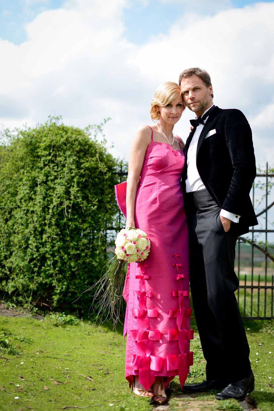 Brautkleid Pink mit Schleifen, Haute-Couture-Anfertigung von Christina Kreuz